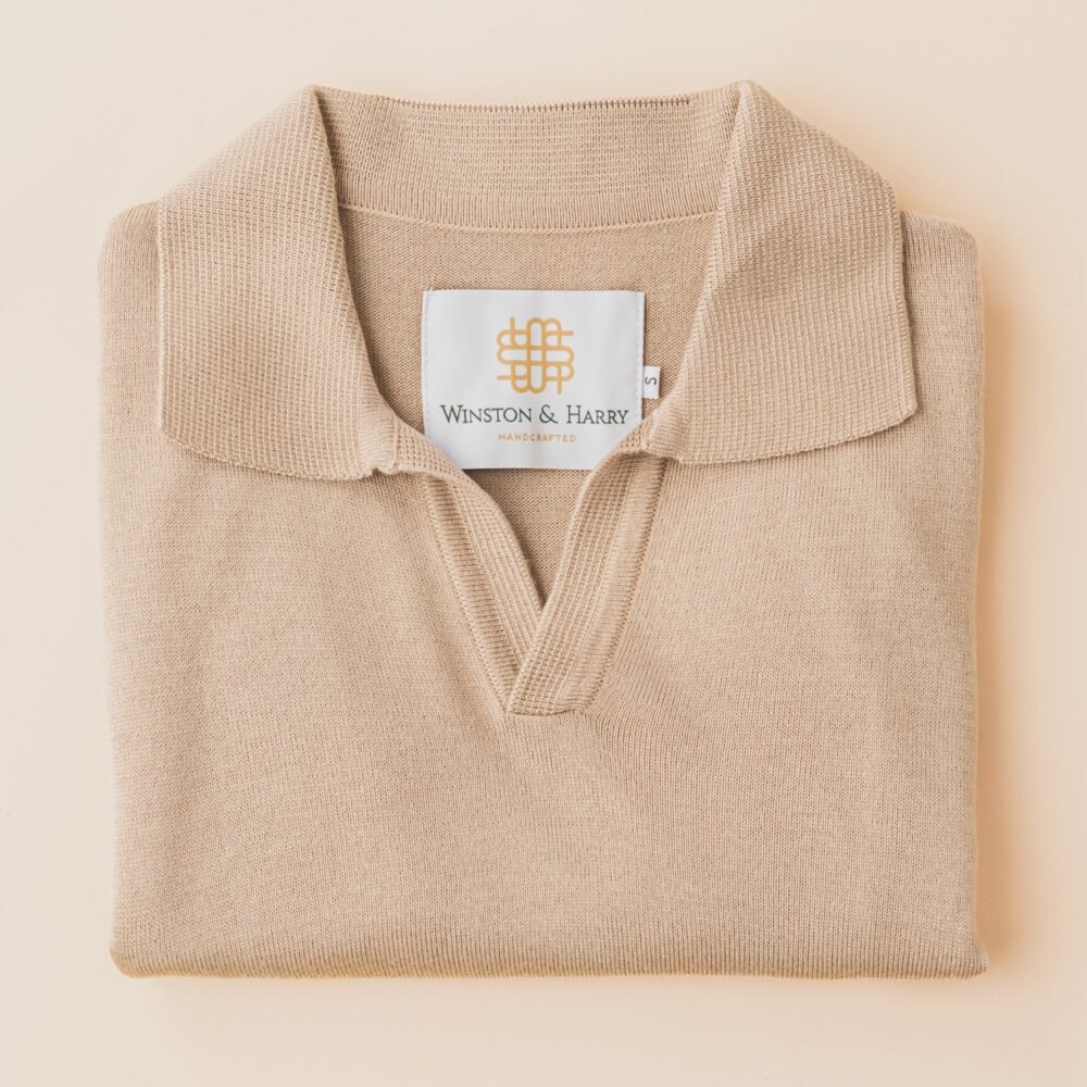 Polo Madrid-Beige-Winstonandharry-1 Camiseta Polo Madrid - Image 1